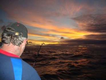 Fishing at sunset